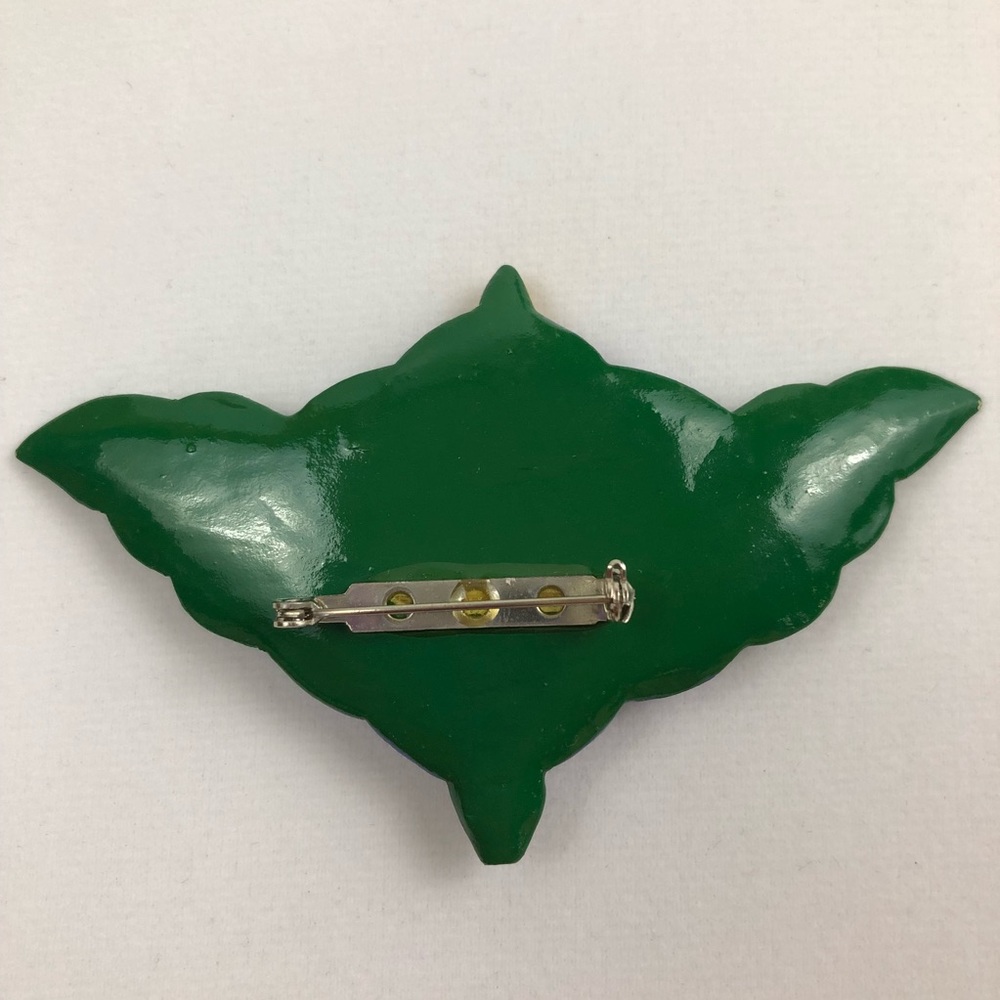 Vintage Blue Hibiscus Flower Pin View 5